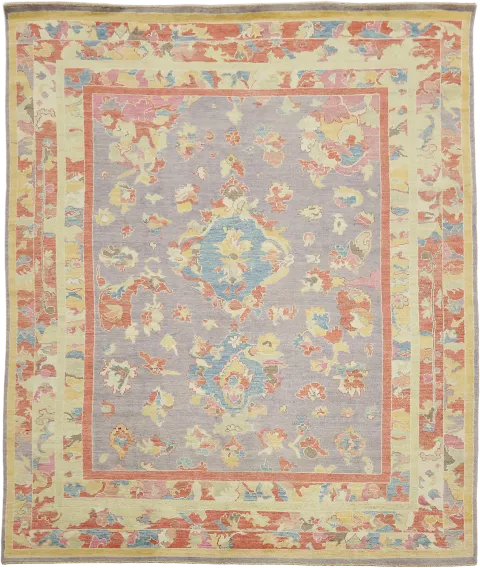 Decorative Purple Wool Traditional Oushak Area Rug 8x10