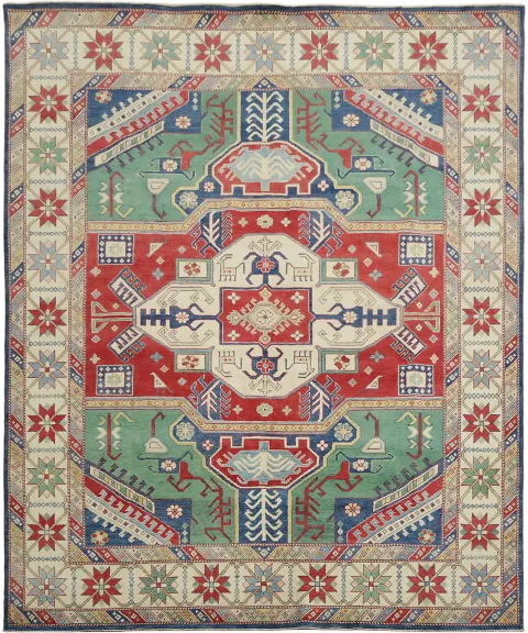 Wool Geometric Kazak Oriental Area Rug 8x10
