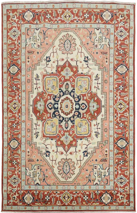 Luxurious Persian-Inspired Heriz Rug in Rich Earth Tones 6'x9'