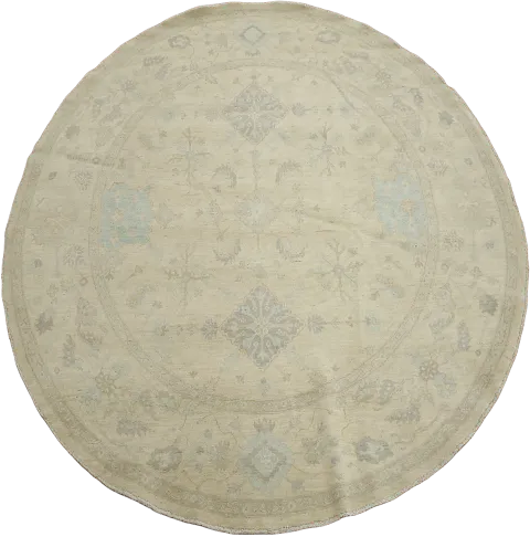 Round Geometric Wool Traditional Oushak Area Rug 7x9
