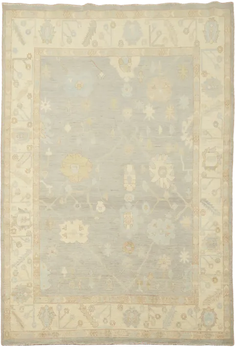 Muted Wool Vegetable Dye Traditional Oushak Area Rug 6x9
