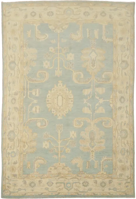 Traditional Oushak Wool Blue Area Rug 6x9
