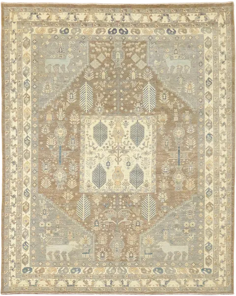 Animal Pictorial Wool Traditional Oushak Area Rug 8x10