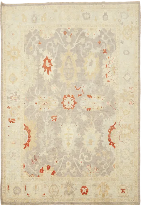 Turkish Vegetable Dye Wool Traditional Oushak Area Rug 7x10