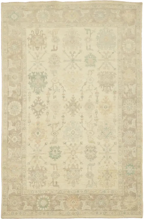 Geometric Wool Traditional Oushak Area Rug 6x9
