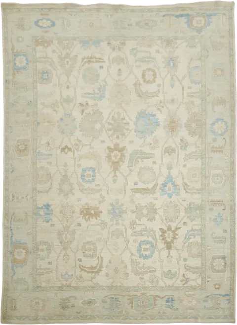 Turkish Vegetable Dye Wool Traditional Oushak Area Rug 10x14