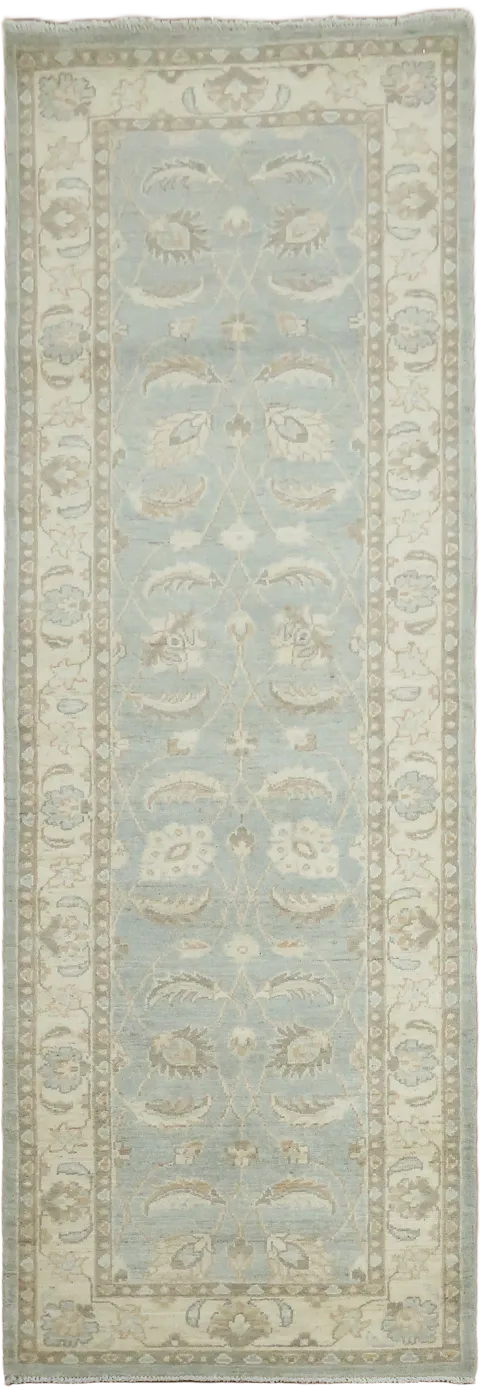 Turkish Vegetable Dye Wool Traditional Oushak Runner Rug 3x8