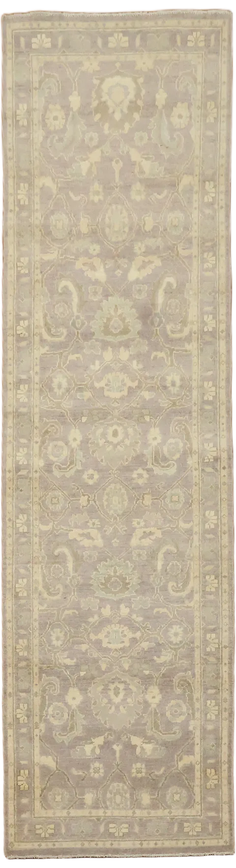 Vegetable Dye Wool Traditional Oushak Runner Rug 3x10