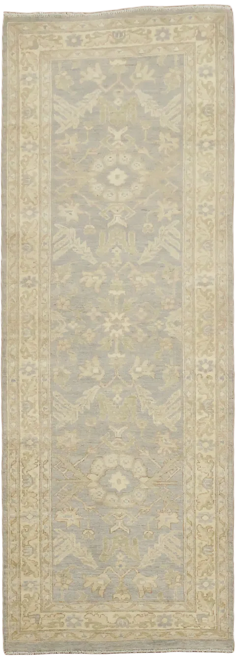 Traditional Wool Turkish Oushak Runner Rug 3x7