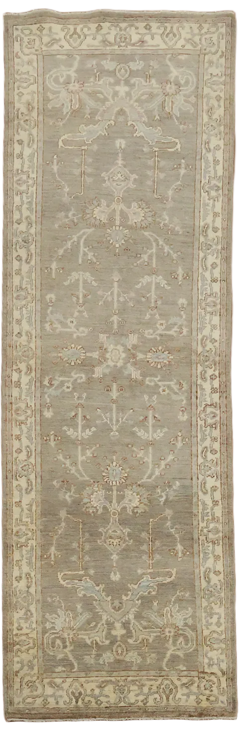 Turkish Wool Traditional Oushak Runner Rug 3x8