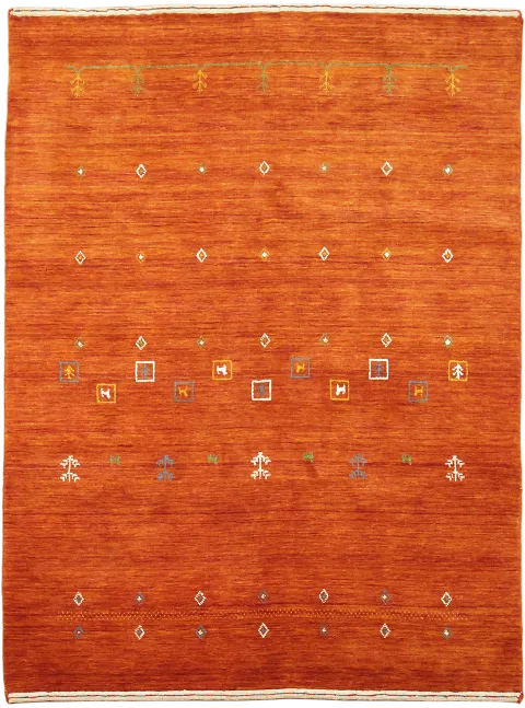 5x7 Vibrant Orange Gabbeh Tribal Rug