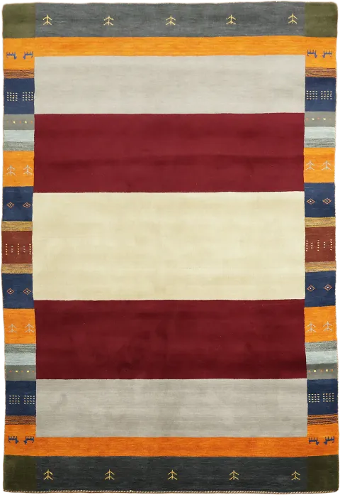 Hand-Knotted Striped Gabbeh Area Rug 7x10