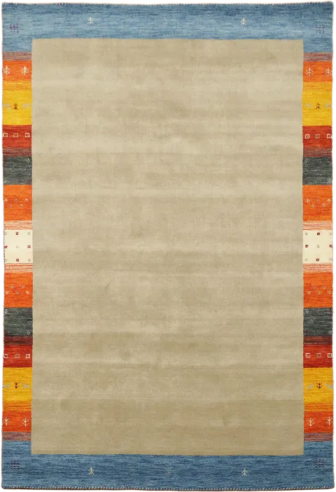 Gabbeh Tribal Area Rug with Muted Beige Center 7x10