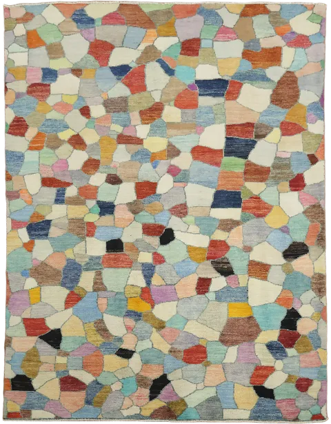 Contemporary Wool Gabbeh Oriental Area Rug 6x8