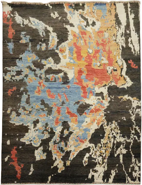 Abstract Expression Interior Rug with Earthy Tones and Textured Style 10x13