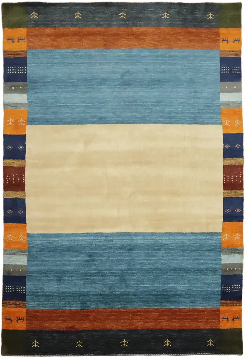 Calming Blue & Cream Gabbeh Tribal Area Rug 7x10