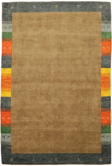 7x10 Gabbeh Tribal Area Rug with Camel Brown Center