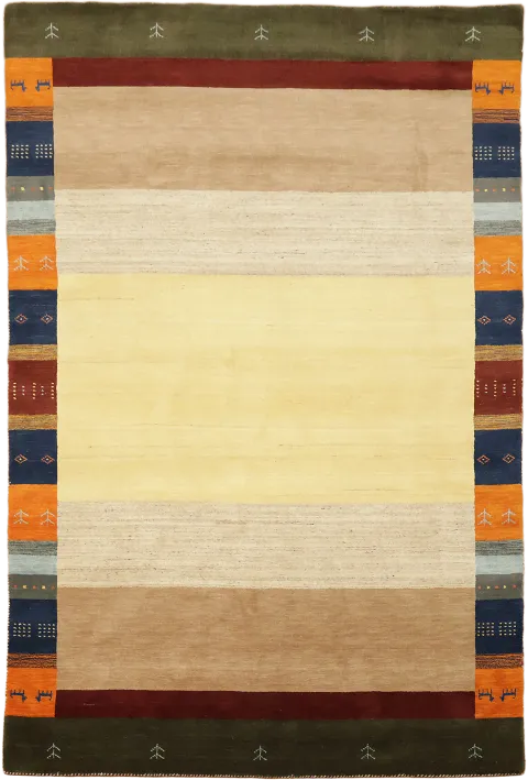 Cream & Beige Gabbeh Tribal Area Rug 7x10