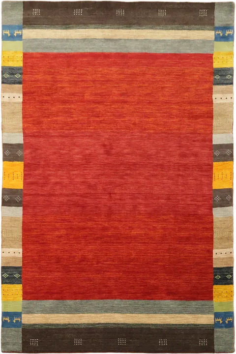 7x10 Gabbeh Tribal Area Rug with Red Center