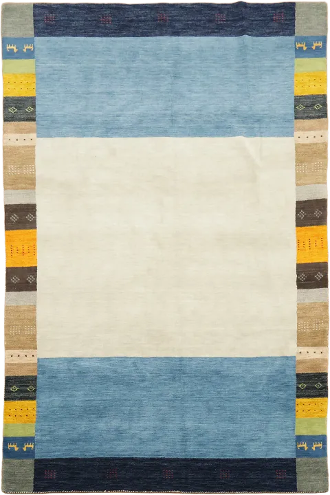 Soft Blue & Cream Gabbeh Tribal Area Rug 7x10