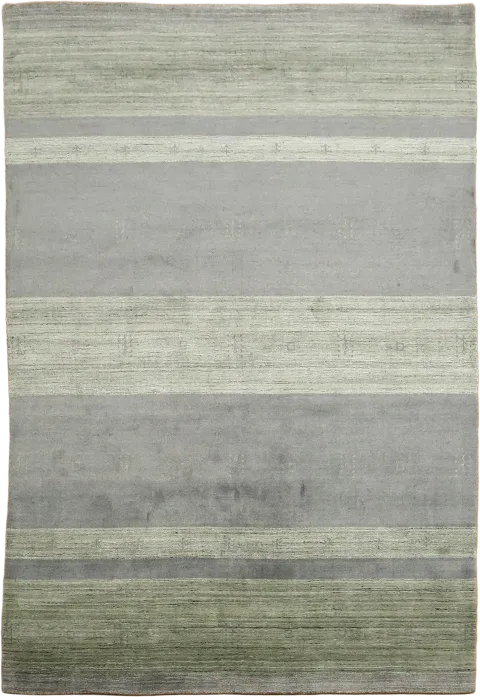 Muted Gray & Soft Green Striped Gabbeh Area Rug 7x10