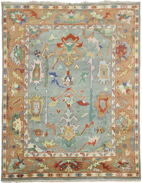 Luxurious Light Blue Oushak Oriental Rug with Rich Pastel Colors 8'x10'