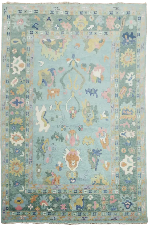 Luxurious All-Over Floral Blue rug featuring vibrant artistic patterns 12'x18'