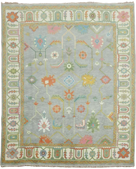 Elegant Floral Embroidery Light Blue Rug Perfect for Home Luxury Decor 8'x10'
