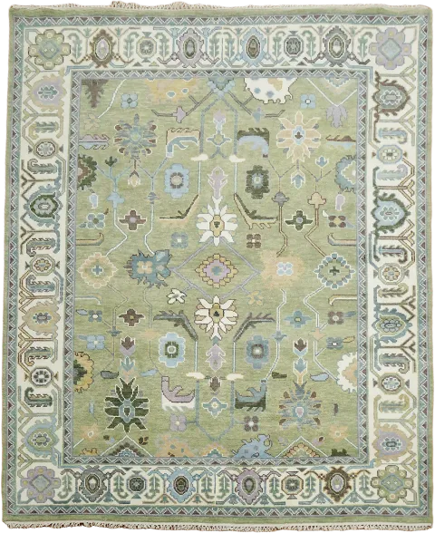 Traditional floral area rug with soft, inviting green textures 8x10