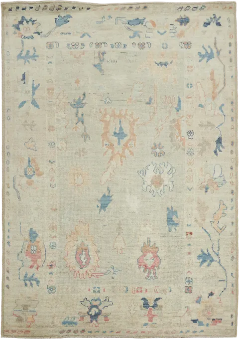 Green Wool Traditional Oushak Rug 4x6