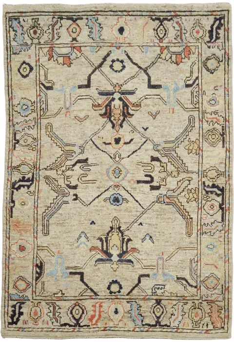Traditional Oushak Wool Rug 4x6