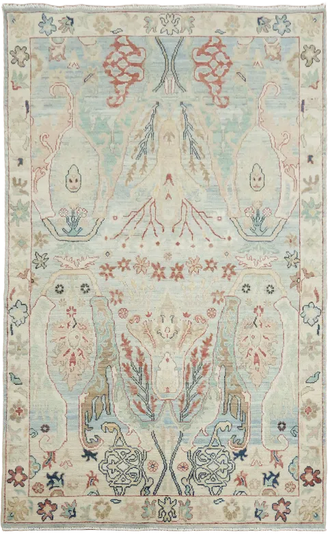 Blue Wool Traditional Oushak Area Rug 5x8