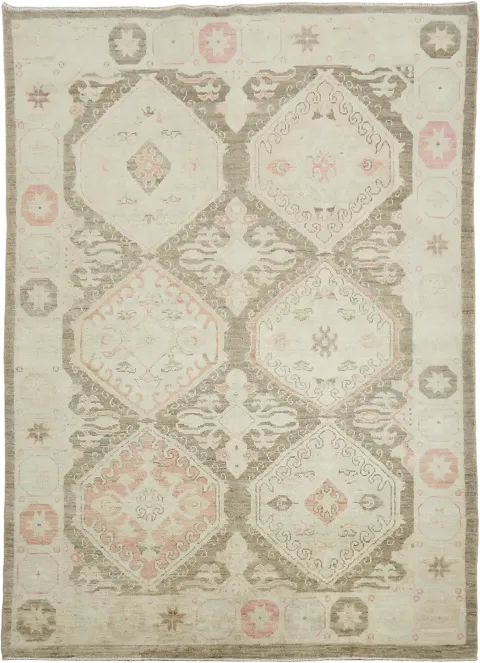 Geometric Wool Traditional Oushak Rug 5x7