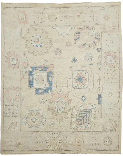 Geometric Wool Traditional Oushak Rug 5x6