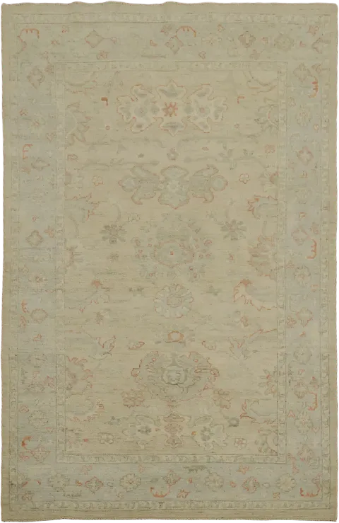 Muted Traditional Oushak Wool Area Rug 5x8