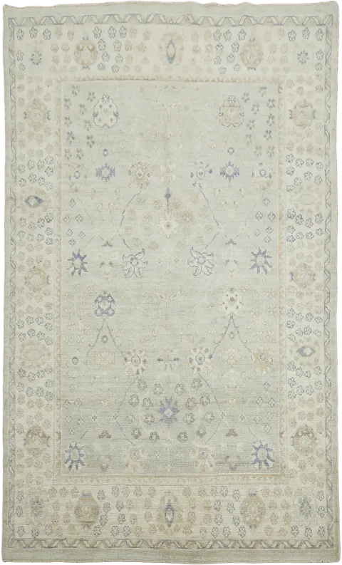 Muted All Over Grey Traditional Oushak Oriental Wool Area Rug 5x8