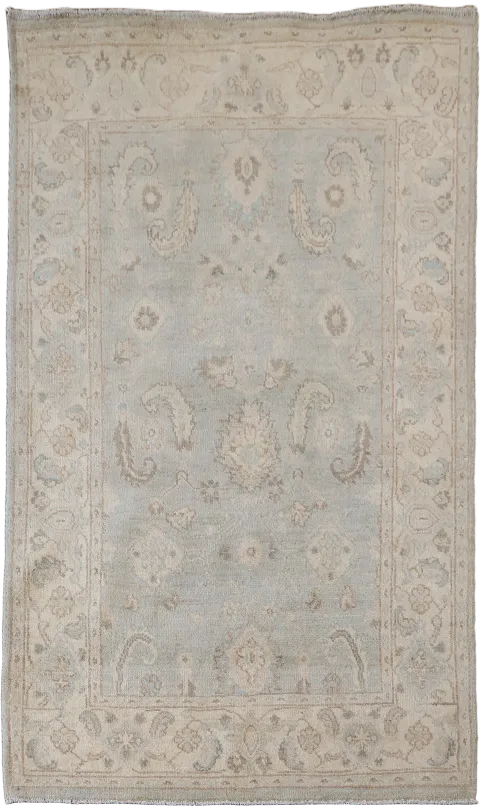 All Over Muted Grey Turkish Traditional Oushak Wool Rug 3x5