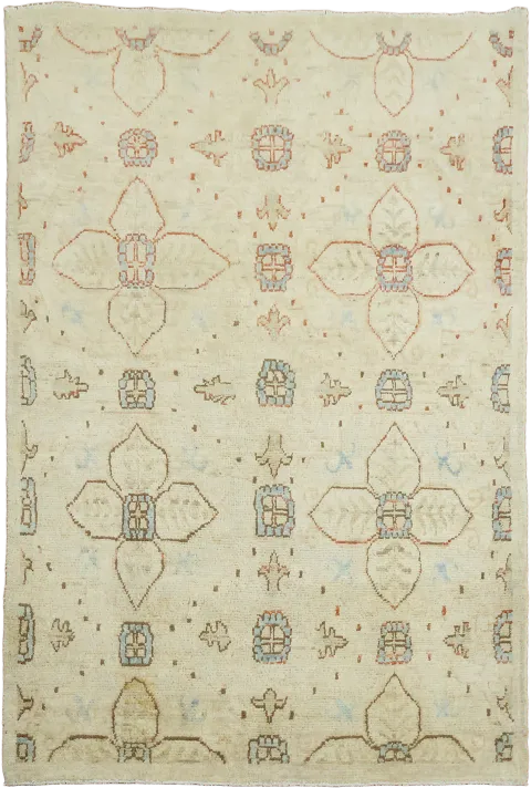 All Over Geometric Wool Turkish Traditional Oushak Oriental Rug 3x4