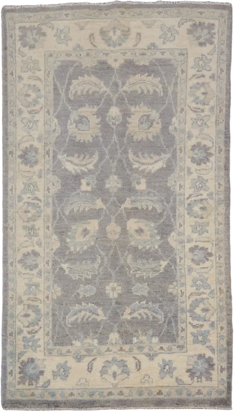 All Over Muted Purple Turkish Traditional Oushak Oriental Wool Rug 2x4