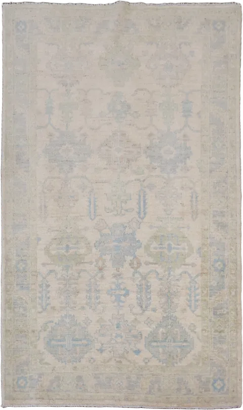Muted All Over Geometric Traditional Oushak Wool Rug 3x5