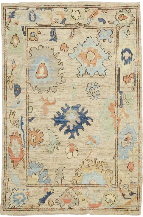 Traditional Oushak Wool Rug 4x6