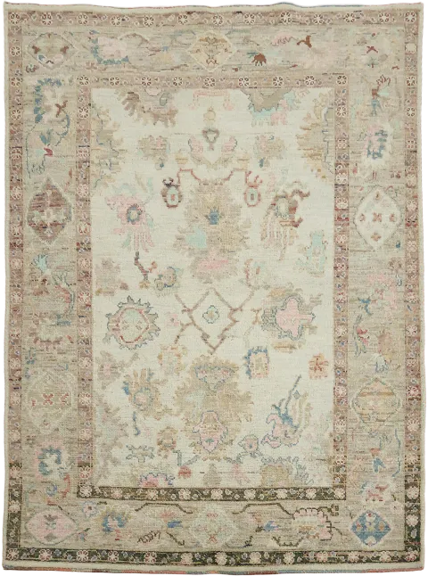 Oushak Turkish Geometric Wool Rug 5x7