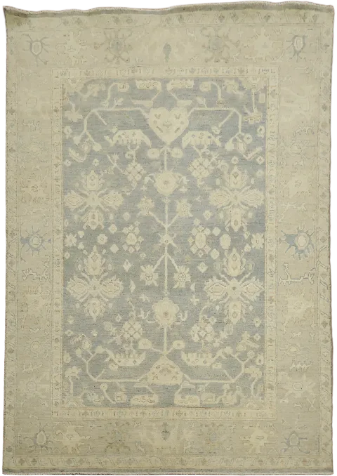Wool Grey Oushak Turkish Rug 5x7