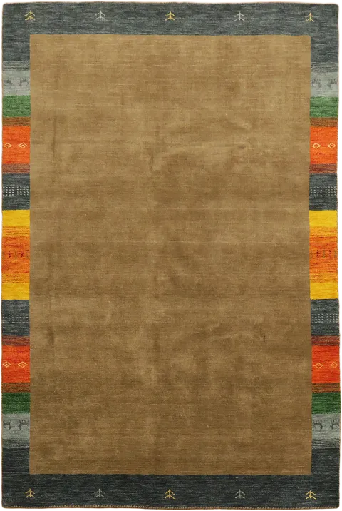 7x10 Gabbeh Tribal Area Rug with Brown Center