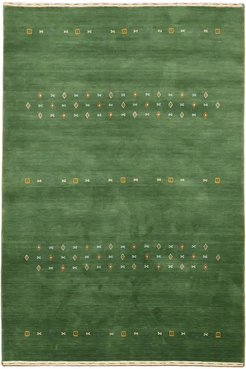 Lush Green Gabbeh Tribal Area Rug 5x8