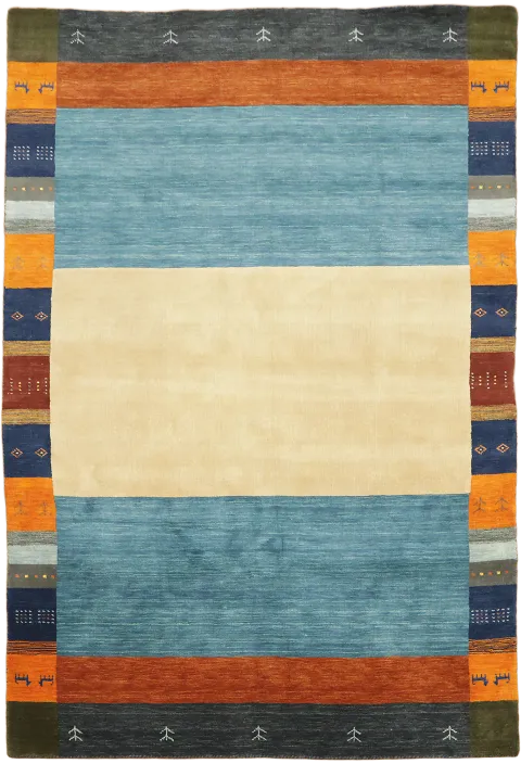 Light Blue & Ivory Gabbeh Tribal Area Rug 7x10