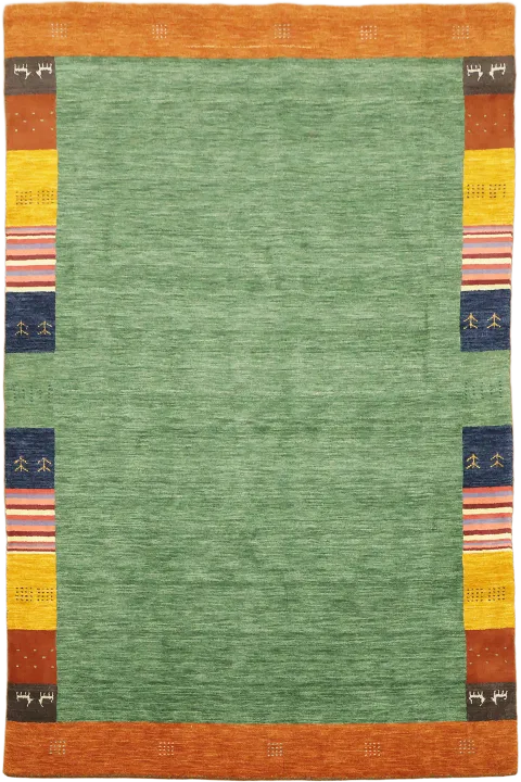 7x10 Gabbeh Tribal Area Rug with Green Center