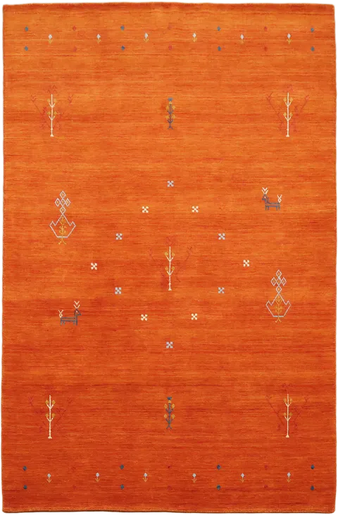 Bold Orange Gabbeh Tribal Area Rug 5x8