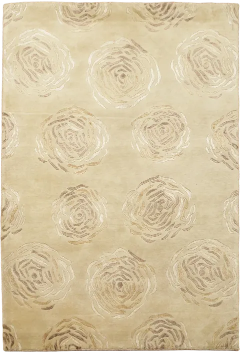 Luxurious Beige Floral Nepalese Rug 4x5