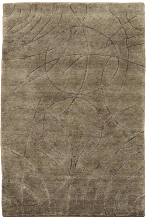 Modern Abstract Taupe & Gray Nepalese Rug 4x5